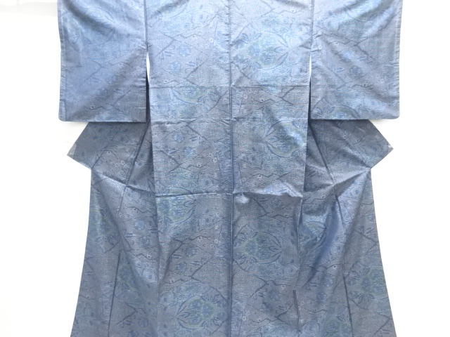 JAPANESE KIMONO / OSHIMA TSUMUGI / WOVEN FLORAL SARASA